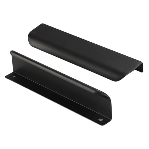 Confezione da 2 maniglie per bordi in alluminio nero, maniglie nascoste per mobili da cucina e cassetti, facili da installare, 300 mm, per decorazioni moderne della casa