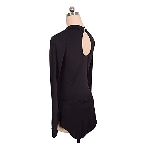Vestido feminino adulto com gola rolê e patinação no gelo para meninas, Preto, P