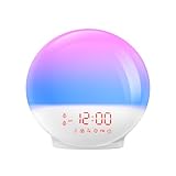 RICIAL Wake Up Light Sunrise Alarm Clock with 10,000 Lux Therapy Light, White Noise Machine, Sleep Aid, 11 Soothing Colors, Dual Alarms & Snooze