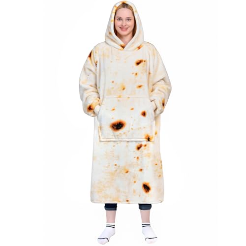 Image of Waitu Wearable Blanket Sweatshirt Gifts for Women and Men, Warm and Cozy Giant Blanket Hoodie, Thick Flannel Blanket with Sleeves and Giant Pocket - Burritos