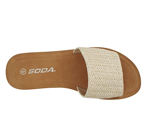 Image of Soda Shoes Efron-S Women Flip Flops Basic Plain Slippers Slip On Sandals Slides Casual Peep Toe Beach