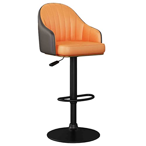 Taburete de bar ajustable Silla giratoria de 360 ​​°, asiento de cuero de PU con respaldo y reposapiés en forma de media luna, taburete de bar de recepción de cocina para el hogar, altura 61-81 cm