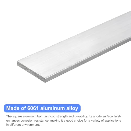 Image of uxcell Square Aluminum Flat Bar, 1 /4 inch Thick 2 inch Width 10 inch Length Square Aluminum Bar 6061 Aluminum Flat Plate, 6 x 50 x 254mm T6511 Solid New Mill Stock for Industrial Building