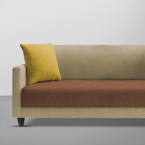 Image of Casaliving Dominic 2 Seater Sofa Set for Living Room (Cream Brown Fabric) Premium Fabric Sofa