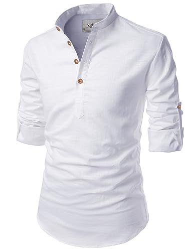 Image of Vida Loca Full Sleeve Mandarin Collor Cotton Casual Slim Fit Shirt for Men's