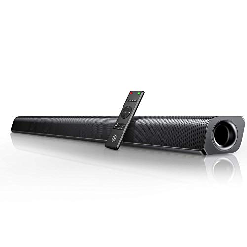 Barra de Sonido 2.0 Canales, Potencia 110 dB, BOMAKER Tecnología DSP Subwoofer Incorporado, HDMI, Bluetooth 5.0, para TV, Óptico, 3,5 mm Audio AUX, USB, para Cine en Casa, ODINE II, Negro-Gris