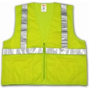 Job Sight Hi-Viz Vest, ANSI 107 Class II, Lime/Yellow Polyester Mesh, Small/Medium