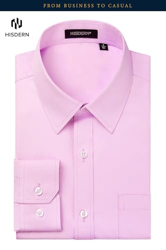 Image of HISDERN Mens Dress Shirts Long Sleeve Button Down Casual Shirts for Men Inner Contrast Formal Business Tuxedo Wedding Shirt