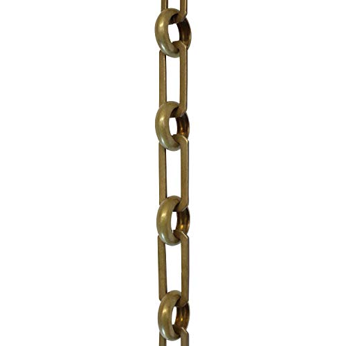 Image of RCH Hardware Decorative Antique Solid Brass Chain for Hanging, Lighting - Rectangular Cut Edge and Unwelded Links (1 Foot)