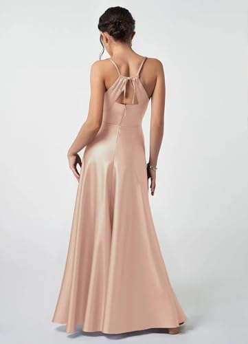 TIANMEI Satin Junior Bridesmaid Dresses Floor Length Flower Girl Dress for Wedding Party Formal Gowns4