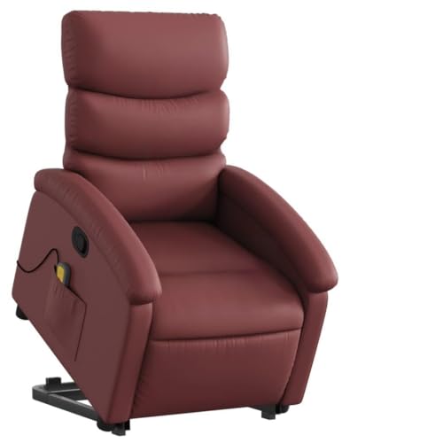 Genérico Wenjingqi Sillón reclinable de Masaje de pie Cuero Artificial Rojo Tinto, Rojo 3204051
