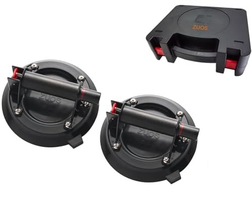 ZUOS 2 Pack 8" Glass Suction Cups To Lift Large Glass, (560lbs) Heavy Duty Industrial Vacuum Suction Cups For Replace Auto Windshield, Tile, Granite, Floor by ZUOS - Used condition - US$28.72