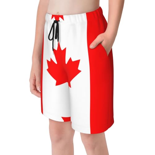 Canadian Flag Youth Beach Pants, Soft and Breathable, with Drawstring Waist, Suitable for Sports and Leisure.4