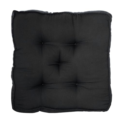 Kuber Industries Chair Pad | Seat Cushion for Car, Office | Microfiber Square Sitting Cushion | Relax Back Chair Pad | Plain Cushion for Chair | 18x18 Inch | Black
