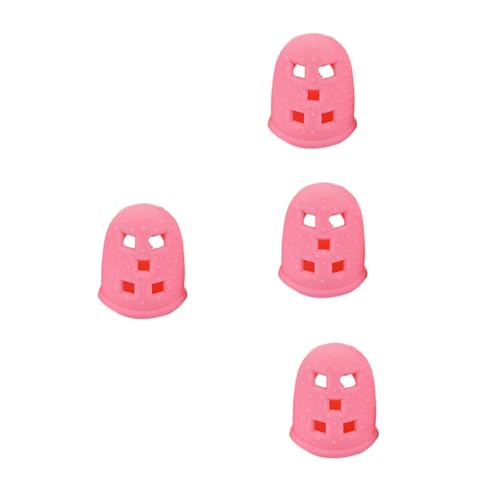 VINTORKY 4個シリコン製手指ガード ギター指保護 キャップ ピンク ウクレレ エレキギター マンドリン対応初心者向け
