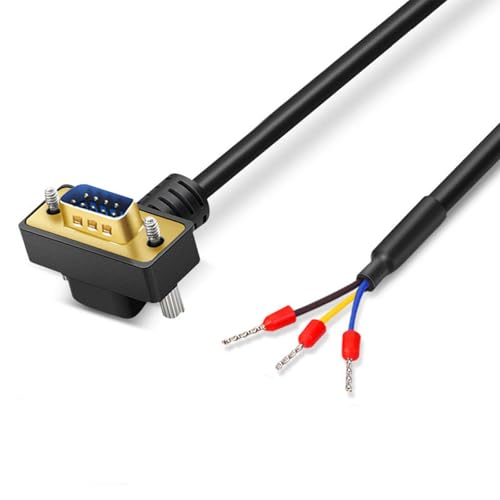 RIKYJIC Gold-Plated RS232 DB9 Serial Cable - Direct Connection Data Line with RXD, TXD, GND Terminals (90 Degree Male, 5 Meter)