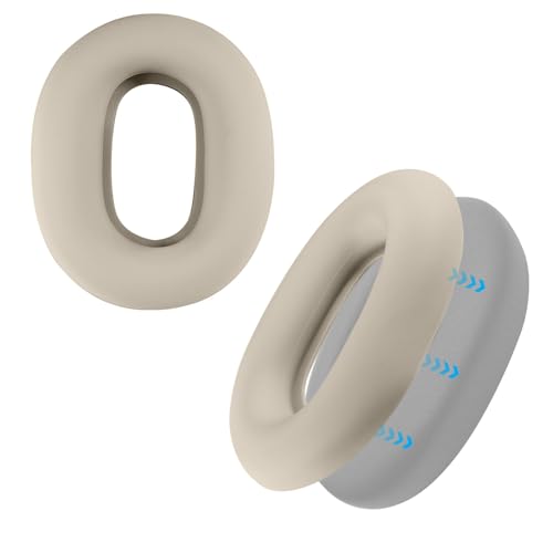 Adhiper XM5 Silicone Case Sweat Earpad Covers for Sony WH-1000XM5, Upgraded Ear Covers Silicone Case Accessories for Sony WH-1000XM5 Wireless Headphones, Sweatproof Easily Washable - Beige