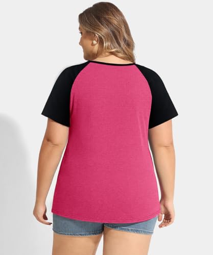Image of CARCOS Plus Size Tops for Women Short Sleeve Shirt Summer Star /Leopard /Tie Dye /Flower Crewneck Pullover Tunic XL-5XL