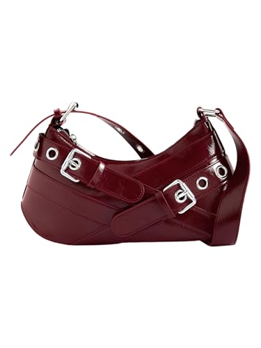 Verdusa Women's Shoulder Handbags Punk Leather Underarm Bag with Buckle3