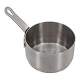 Sartén pequeña compacta de 100 ml de capacidad en acero inoxidable con agujero para colgar y borde liso, diseñada para calentar leche, hacer salsas y cocinar alimentos para bebés (plateado M)