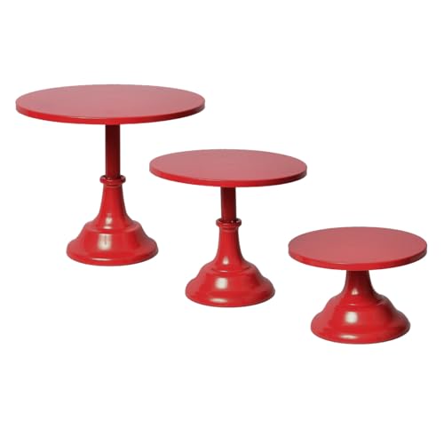 CBBZJY 3 Pcs Metal Cake Stand Set 8/10/12 inch Dessert Table Display Perfect for Baby Shower Wedding Birthday (Red)