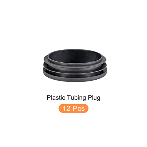 Image of METALLIXITY Round Post End Caps (2.4 inchx0.67 inch) 12pcs, Plastic Tubing End Cap Plug - for Decoration Furniture, Handrail Stair, Black