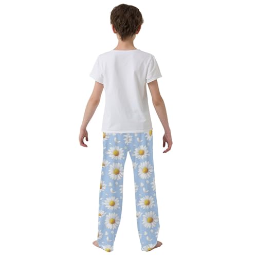Pajama Bottoms, Pajamas Long Pant Daisy Florals Lounge Wear Casual Blue Sleep Pants Soft Pjs Sleepwear3