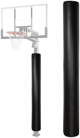 Black Basketball Hoop Post Pads - 4ft, 5ft, 6ft Tall Round Safety Pads for School, Gym, Parking Column - Waterproof Cushioning for Enhanced Protection
