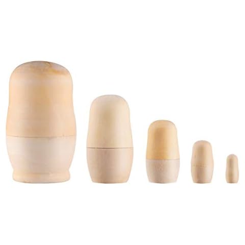 TOYANDONA 5Pcs DIY Unpainted Nesting Dolls Cover