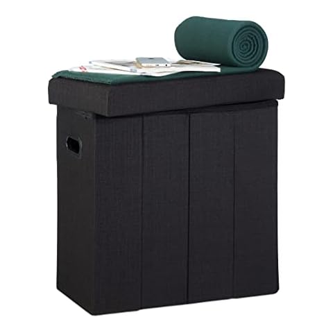 Relaxdays Puff Almacenaje Plegable con Tapa Cover