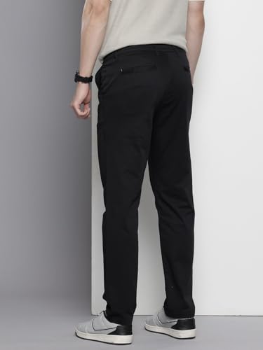 Image of The Indian Garage Co Men Regular Fit Solid Mid-Rise Stretchable Chinos