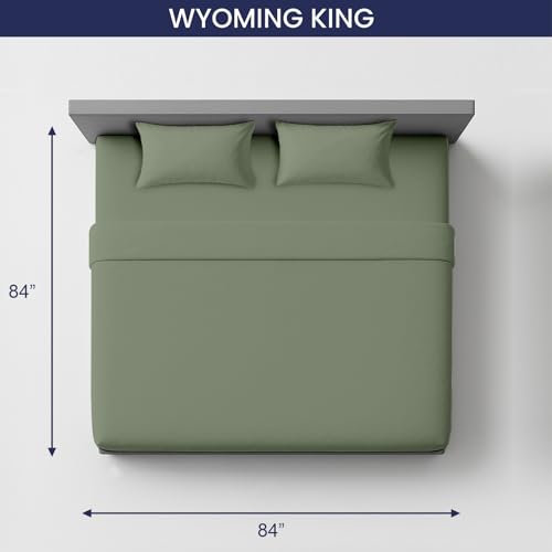 Image of SGI Bedding 84 inch W x 84 inch L 4Pc Emperor /Wyoming King Sheet Set 100% Egyptian Cotton - 600 Thread Count, Fits 12 inch Deep Pocket - Soft Breathable Oversized Sheets, for Extra Large Beds - Moss