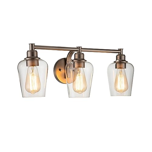 Image of Aspen Creative 62336-09-3, Three-Light Metal Bathroom Vanity Wall Light Fixture, 22-1 /2 inch Wide, Transitional Design in Brushed Nickel