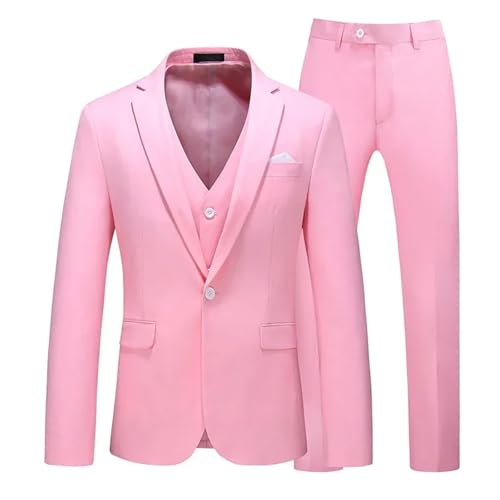 Men 3 Piece Business Wedding Party Fashion Slim Single Breasted Jacket Vest Pants3
