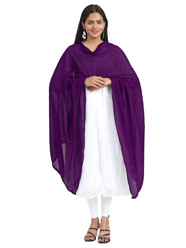 Image of Miraan Solid Pure Cotton Dupatta with Pom Pom Border, 2.25 meters length (DUPCOTTON)