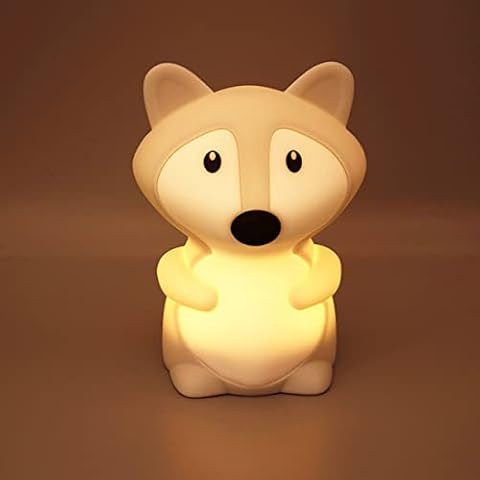 Fox Silicone Children's Night Light, 9 Colour Changing Baby Night Lights, Rechargeable USB Nursery Light, LED Light, Eye Protection, Remote Control and Touch Adjustable Brightness, G Cover