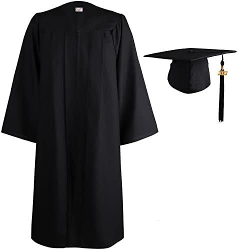 OSBO GradSeason Matte Graduation Gown Cap Tassel Set 2023 for High School and Bachelor (Black, 51"(5'6"-5'8"))