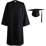 OSBO GradSeason Matte Graduation Gown Cap Tassel Set 2023 for High School and Bachelor (Black, 51"(5