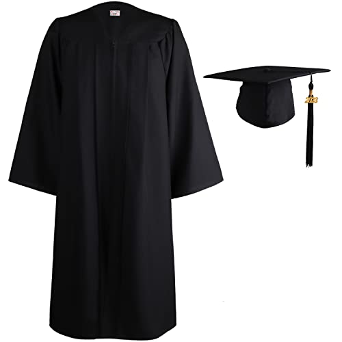 Osbo Gradseason Matte Graduation Gown Cap Tassel Set 2023 For High School And Bachelor (Black, 51"(5'6"-5'8")) #TOP2
