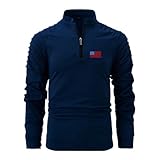 Sudadera básica de cuello alto para hombre, con media cremallera, primavera y verano, para hombre, temperamento urbano, corte ajustado, cremallera, sudaderas patrióticas americanas, camiseta deportiva