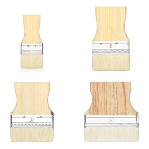 Jasaly Juego de 4 Pinceles Planos de, Pincel, Pincel Grande de 2/3/4/5 Pulgadas para Pinturas Al Óleo y Acrílicas