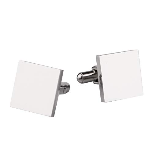 Driew Blank Square Cufflinks, Blank Cufflink For Men Stainless Steel Cufflinks Cuff Links Flat Pad Blank Setting Tray 1 Pair,Silver #TOP29