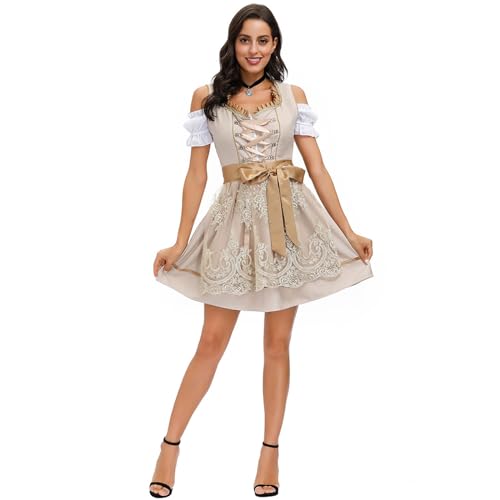 Dirndl Damen Trachtenkleid Midi 3 Teilig...