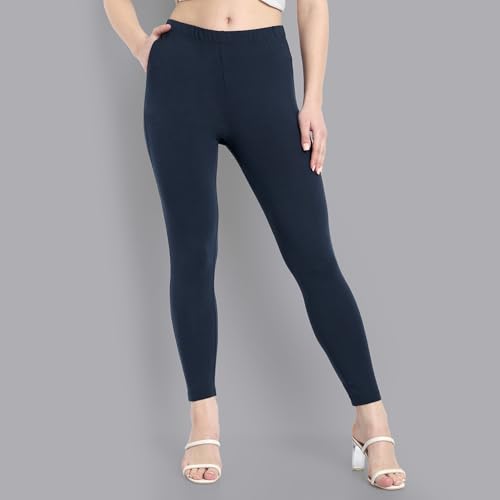 Image of ONE SKY Women Ankle Length Leggings | Premium Cotton Modal Spandex Blend | High Waist Stretchable & Bio-Washed Fabric | Colour-Lock | Ethnic Leggings for Women