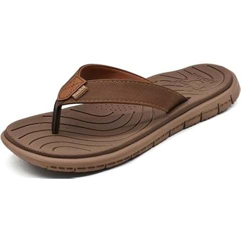 KuaiLu Women's Leather Flip Flops with Arch Support Cover