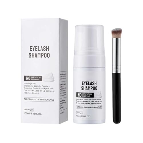 Champú de pestañas para extensiones de pestañas + cepillo, limpiador espumoso de párpados, lavado para extensiones y pestañas naturales, removedor de lavado de pestañas sin sulfatos para extensiones