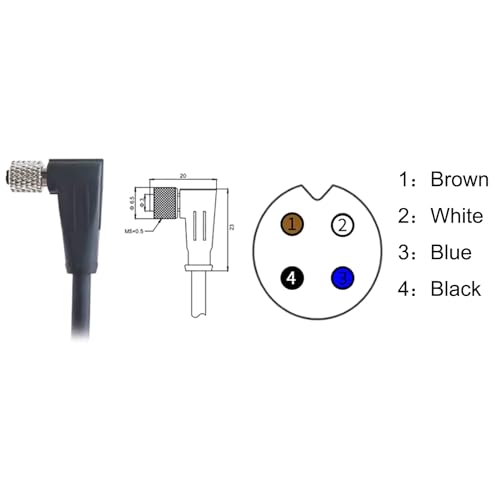 Câble M5 A-Code coudé étanche IP67 avec extrémité libre 4 broches 3m