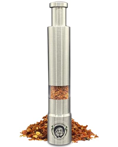 UNCLE SPICE® Habanero Chili Flocken in Einhandmühle aus Edelstahl als Probierset - ca. 4g sehr scharfe Chiliflocken in praktischer Einhandmühle - Ideal zum BBQ und für Grillfeste als Mitbringsel UNCLE SPICE® Habanero Chili Flocken in Einhandmühle aus Edelstahl als Probierset - ca. 4g sehr scharfe Chiliflocken in praktischer Einhandmühle - Ideal zum BBQ und für Grillfeste als Mitbringsel