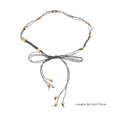 2Pcs Woven Tassel Waist Belts for Women Rope Belt for Dress Jeans and Evening Gowns Fashionable Waist Tie with Beads2