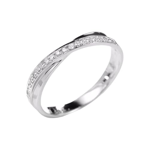 Homxi Anillos Compromiso 950 Platino Mujer, Redondo Simple con Diamante de 0,11 ct, Anillos Alianza Mujer Plata, Tamaño 21(61mm)
